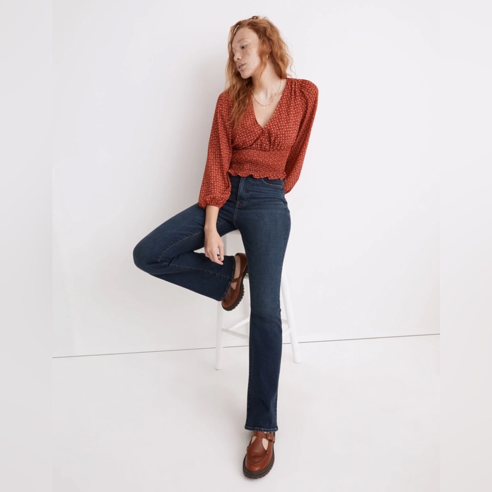 MSRP $80 Madewell Julianne Smocked-Waist Top